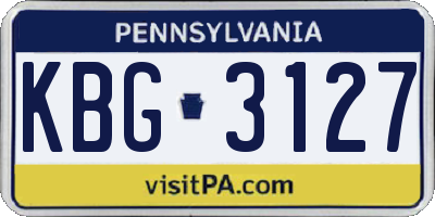 PA license plate KBG3127