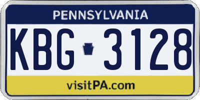 PA license plate KBG3128