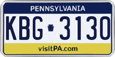 PA license plate KBG3130