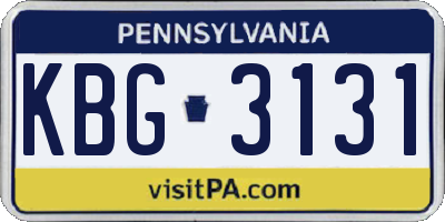 PA license plate KBG3131