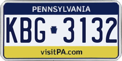 PA license plate KBG3132