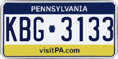 PA license plate KBG3133