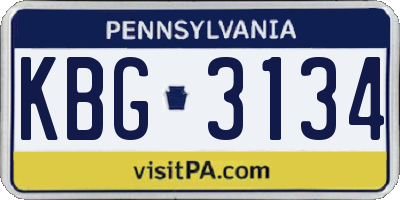 PA license plate KBG3134