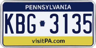 PA license plate KBG3135