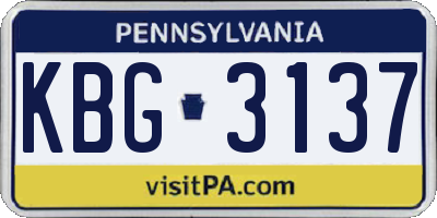 PA license plate KBG3137