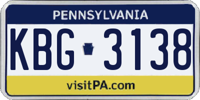 PA license plate KBG3138