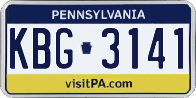 PA license plate KBG3141