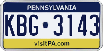 PA license plate KBG3143
