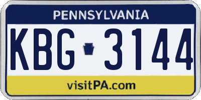 PA license plate KBG3144