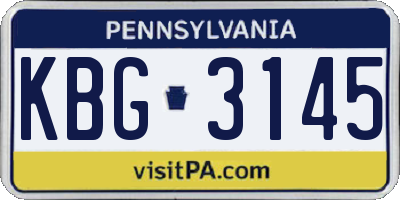 PA license plate KBG3145