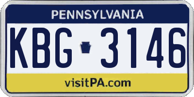 PA license plate KBG3146