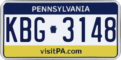 PA license plate KBG3148