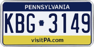 PA license plate KBG3149