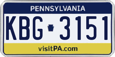 PA license plate KBG3151