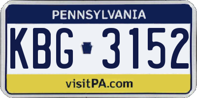 PA license plate KBG3152
