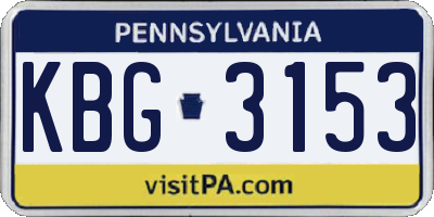 PA license plate KBG3153