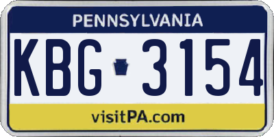 PA license plate KBG3154