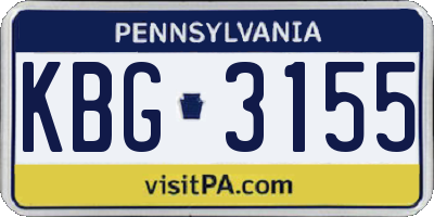 PA license plate KBG3155