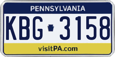 PA license plate KBG3158