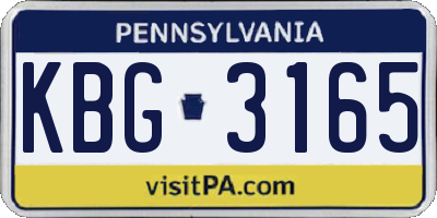 PA license plate KBG3165