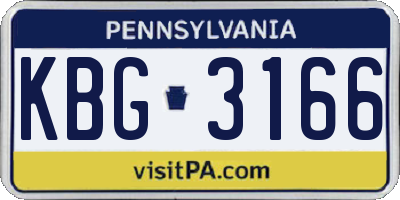 PA license plate KBG3166