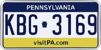 PA license plate KBG3169
