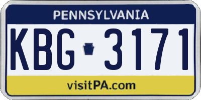 PA license plate KBG3171