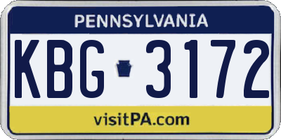 PA license plate KBG3172