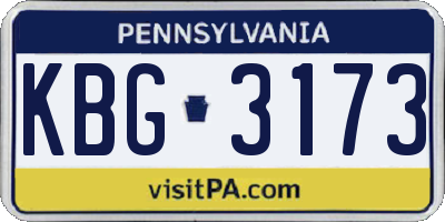PA license plate KBG3173