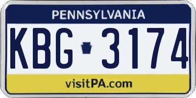 PA license plate KBG3174