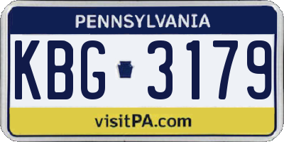 PA license plate KBG3179
