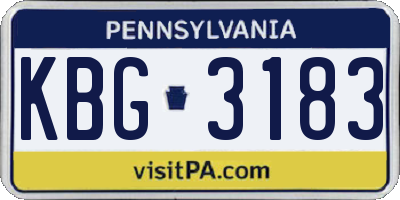 PA license plate KBG3183