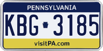 PA license plate KBG3185