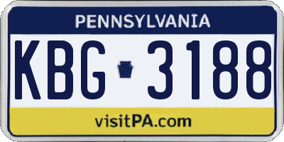 PA license plate KBG3188