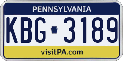 PA license plate KBG3189