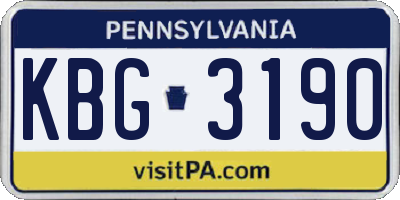 PA license plate KBG3190