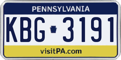 PA license plate KBG3191