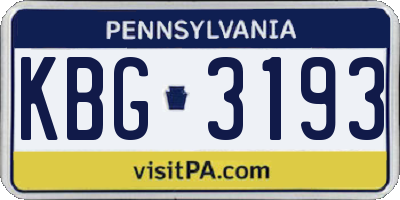 PA license plate KBG3193