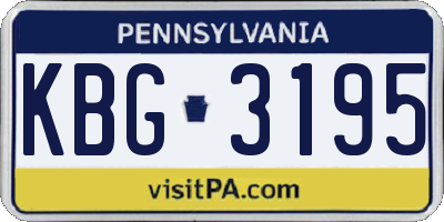PA license plate KBG3195