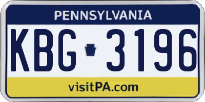 PA license plate KBG3196