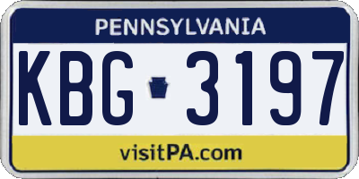 PA license plate KBG3197
