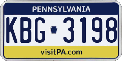 PA license plate KBG3198