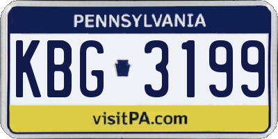 PA license plate KBG3199