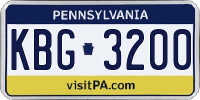 PA license plate KBG3200
