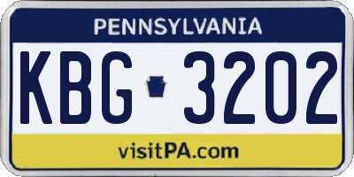 PA license plate KBG3202