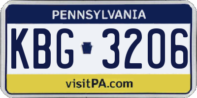 PA license plate KBG3206