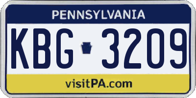 PA license plate KBG3209