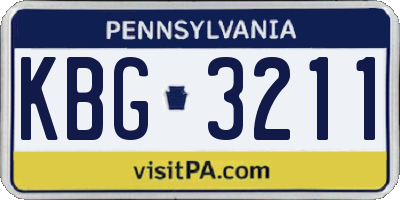 PA license plate KBG3211