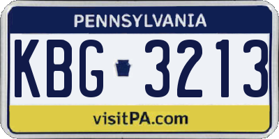 PA license plate KBG3213