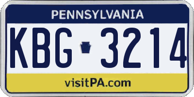 PA license plate KBG3214